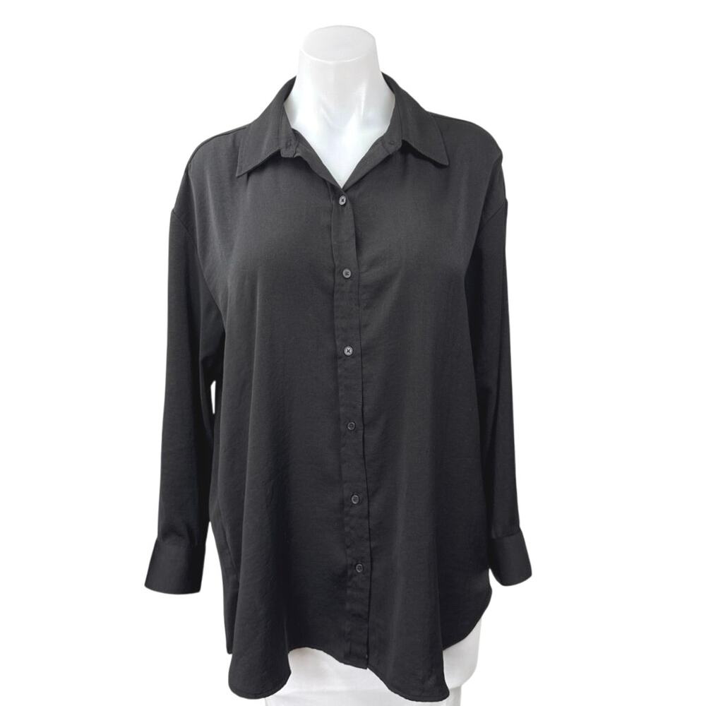 Banana Republic Women's Black Long Sleeve Button Down Shirt Top Size M Petite